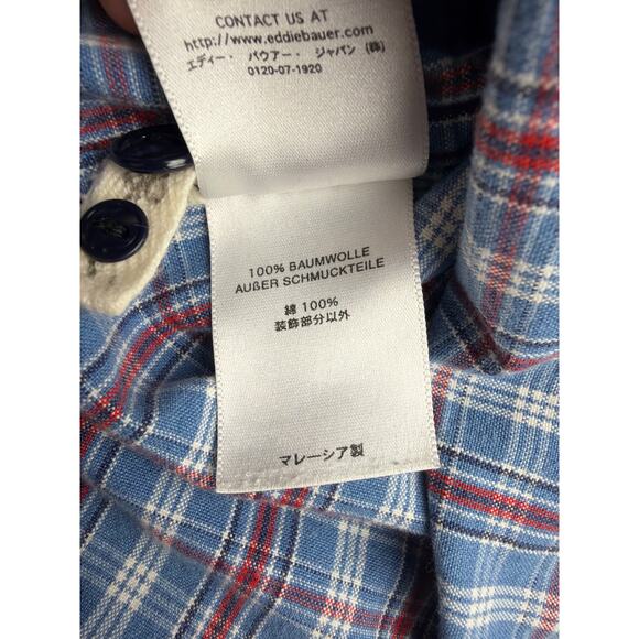Eddie Bauer Sport Shop Men’s Plaid ButtonDown Shirt Blue Red Long Sleeve Size M - Picture 7 of 8